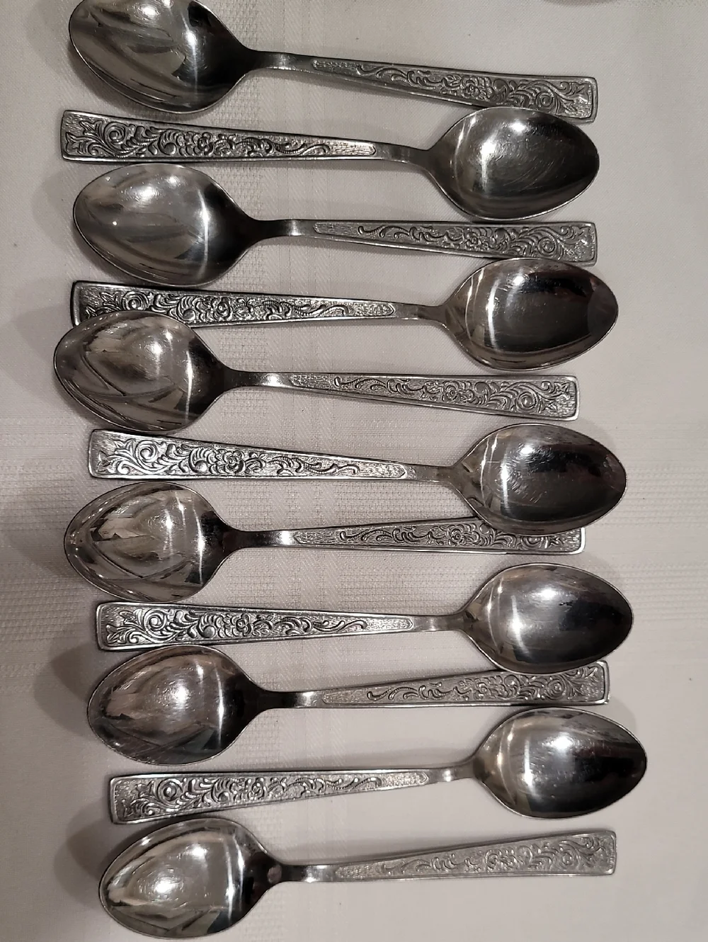 MCM Flatware Spoons Forks Knives Stainless Steel Signed Plume Korea